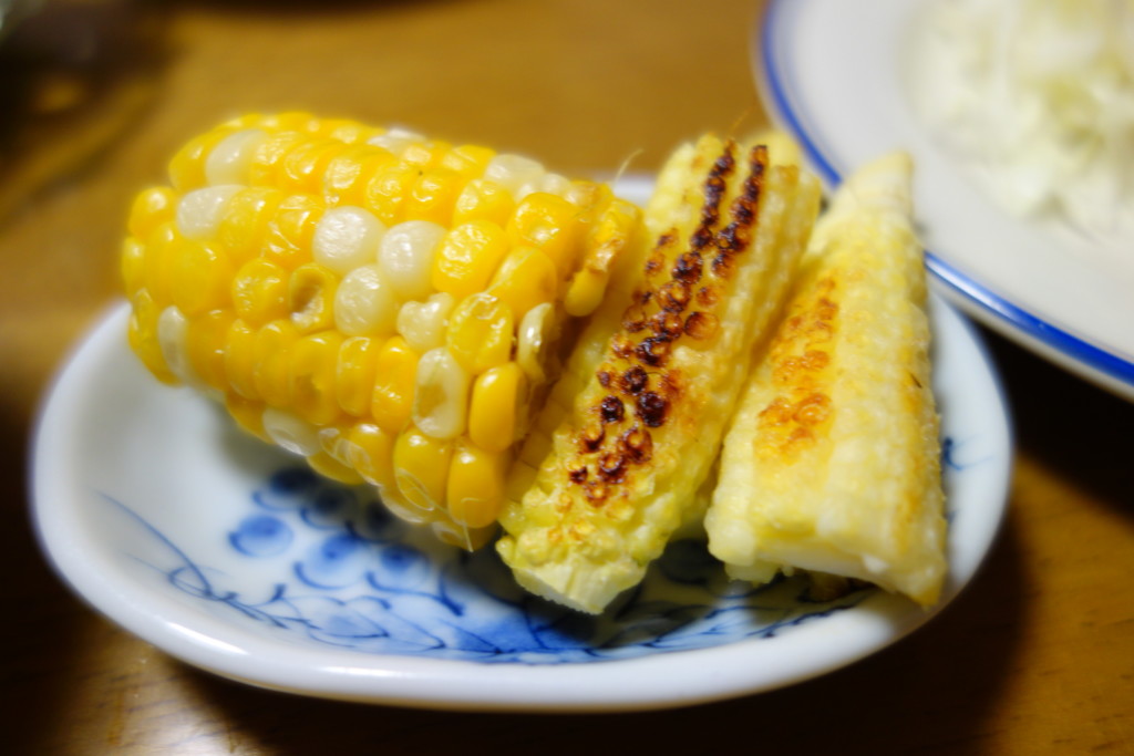 ヤングコーンを素焼きにした様子